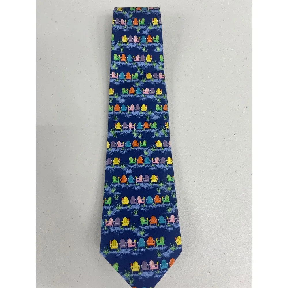 ALynn Adirondack Chairs‎ Novelty Necktie Silk Colorful Beach Summer Tie